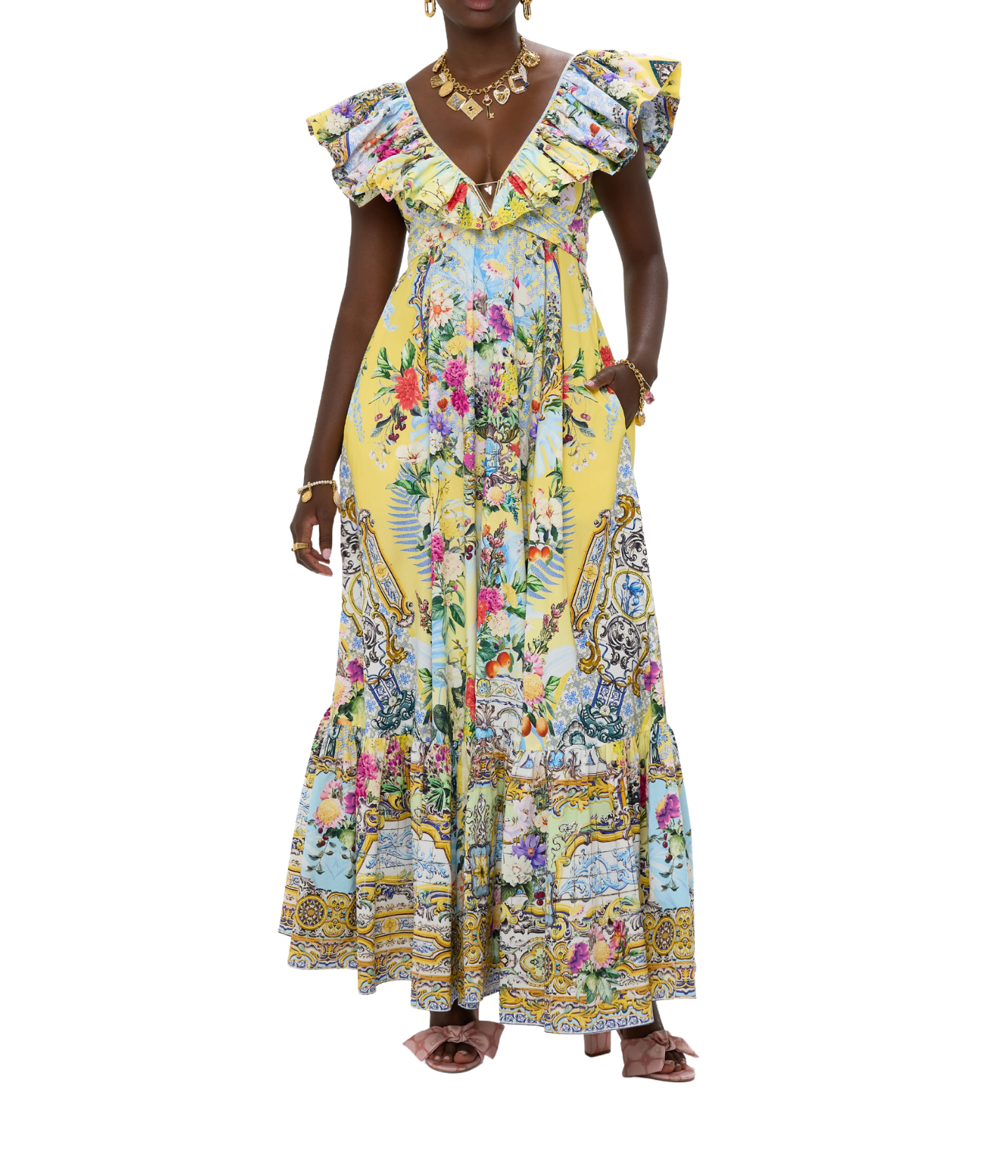 camilla frill sleeve long dress Flor Fantástica Long Frill Dress