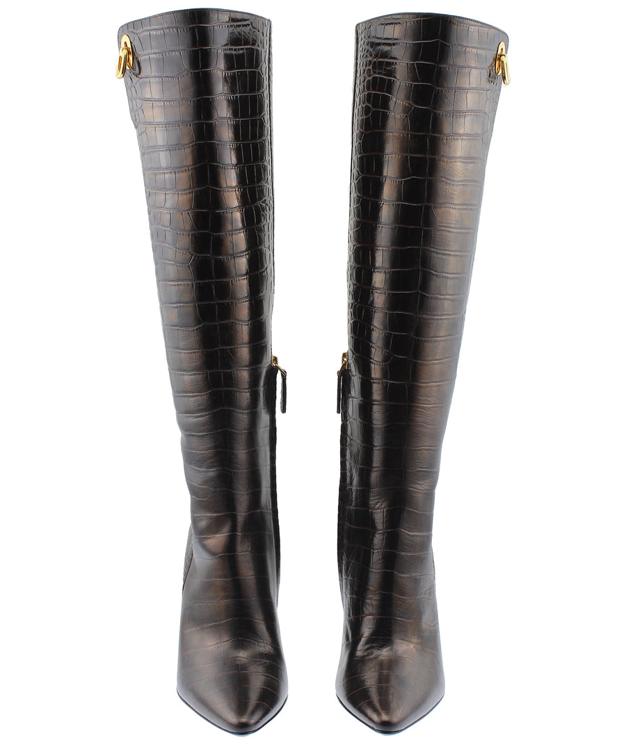 TOM FORD Crocodile Embossed Leather Boots W2690T-LCL102