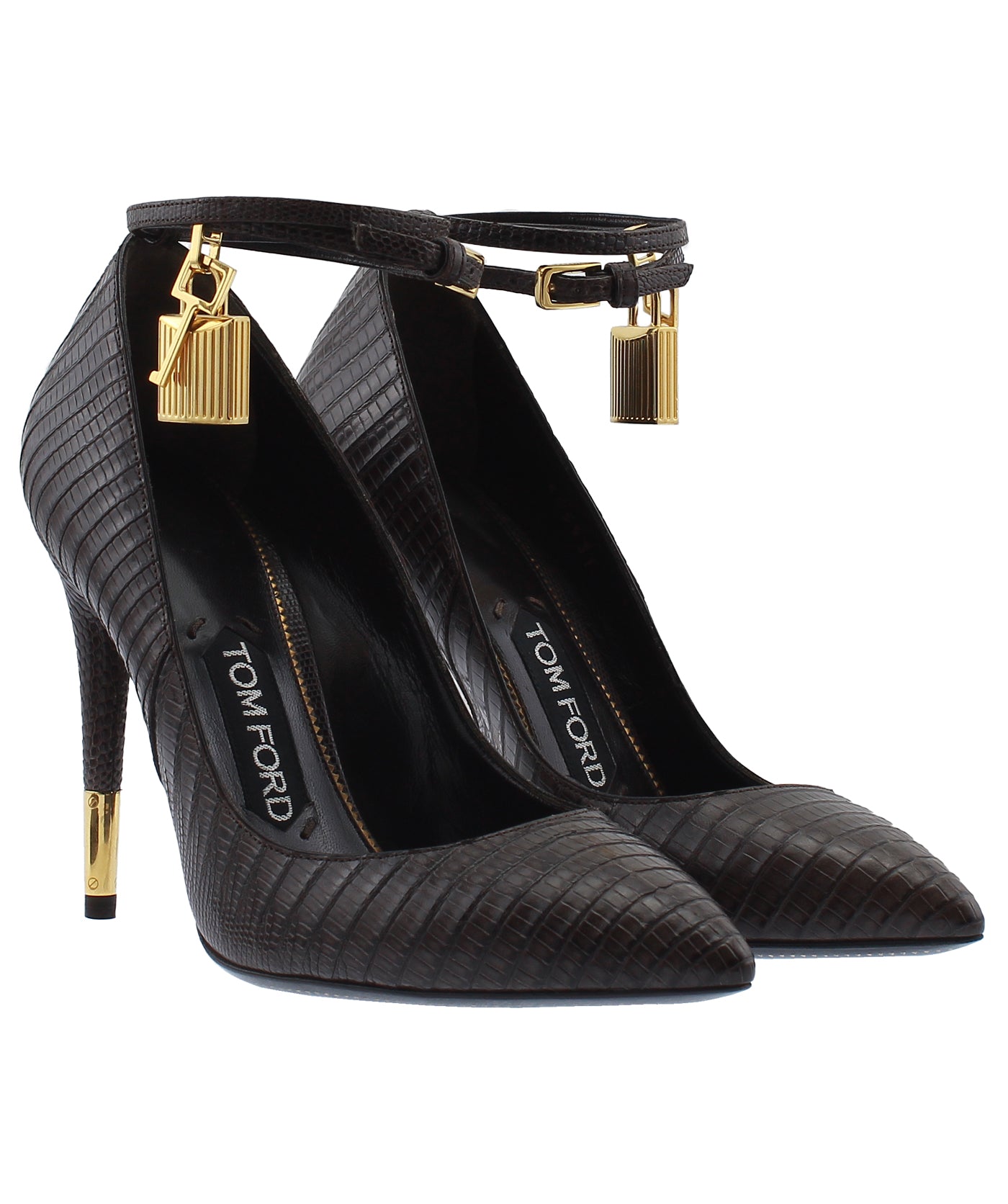 Python Leather Padlock Charm Pumps