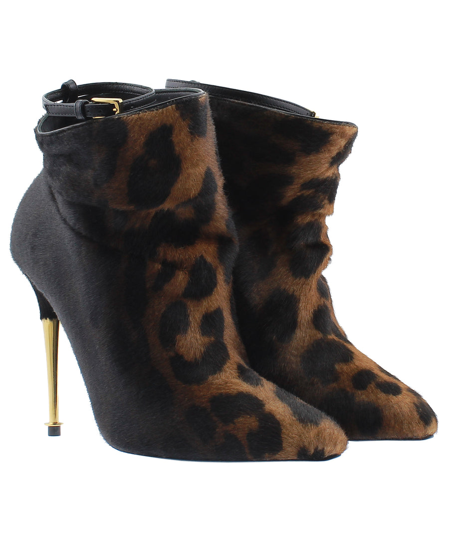 TOM FORD Leopard Print Calf Hair Ankle Strap Boots W2464T-LCL016