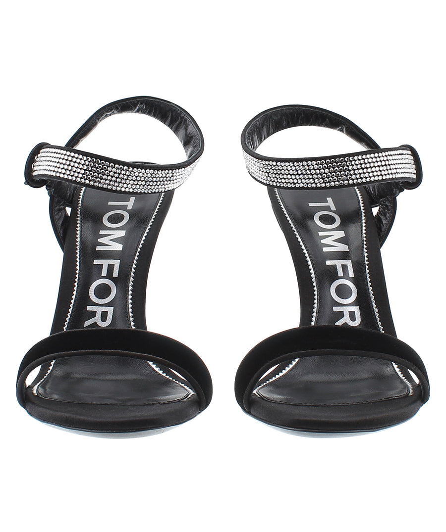TOM FORD Asymmetric Crystal Ankle Strap Sandals W2472R-IVE001