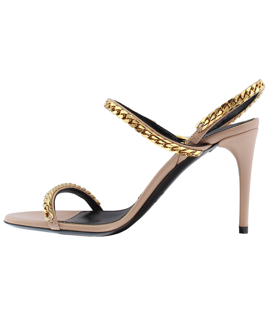 TOM FORD Chain Embellished Slingback Strap Leather Sandals W2186T-SSO