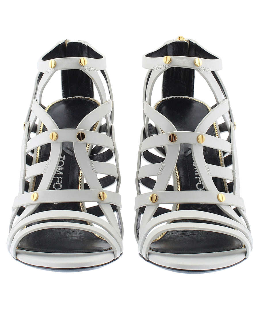TOM FORD T-Srew Strap Cage Leather Sandals W2213T-SSO