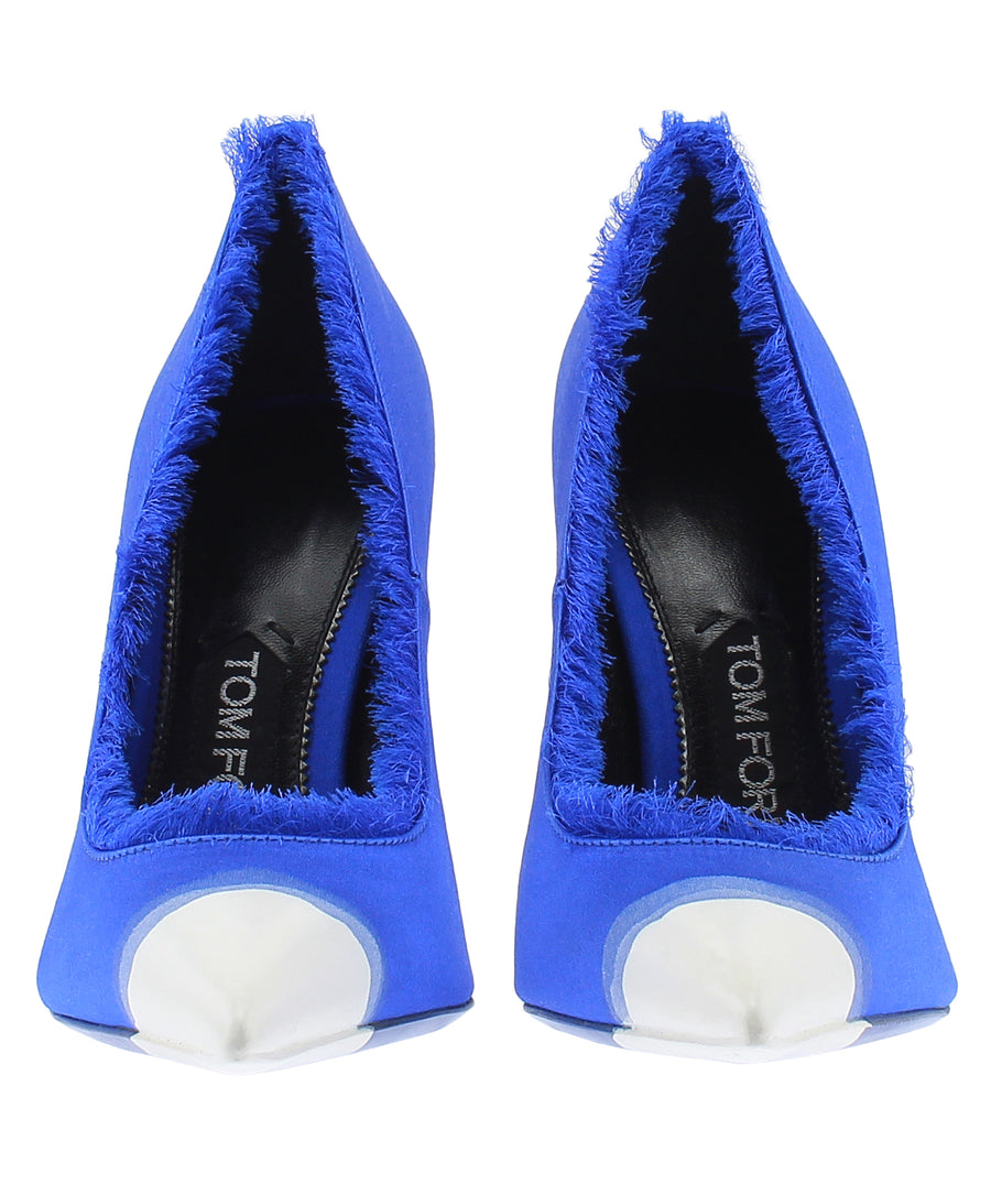 TOM FORD Pointed Frayed Satin Leather Pumps W2242T-SDY
