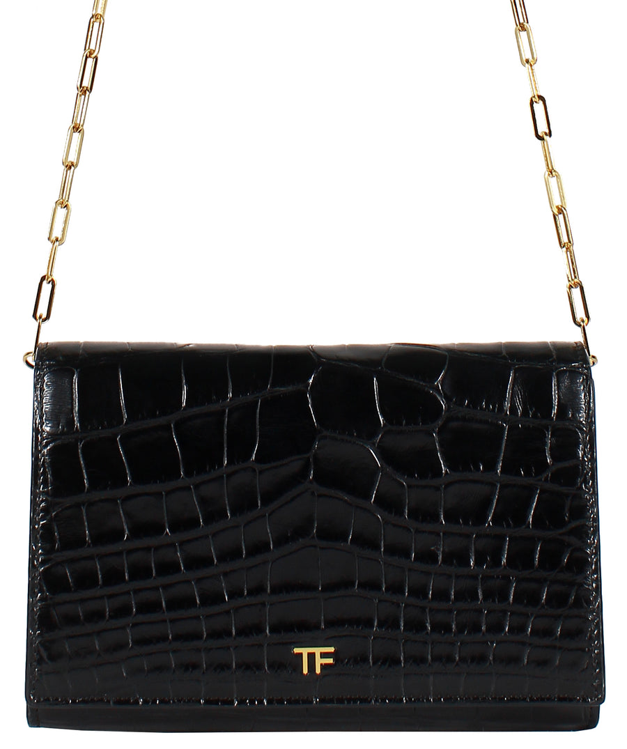 TOM FORD  Shiny Stamped Alligator Leather 001 Chain Wallet S0252T-A23
