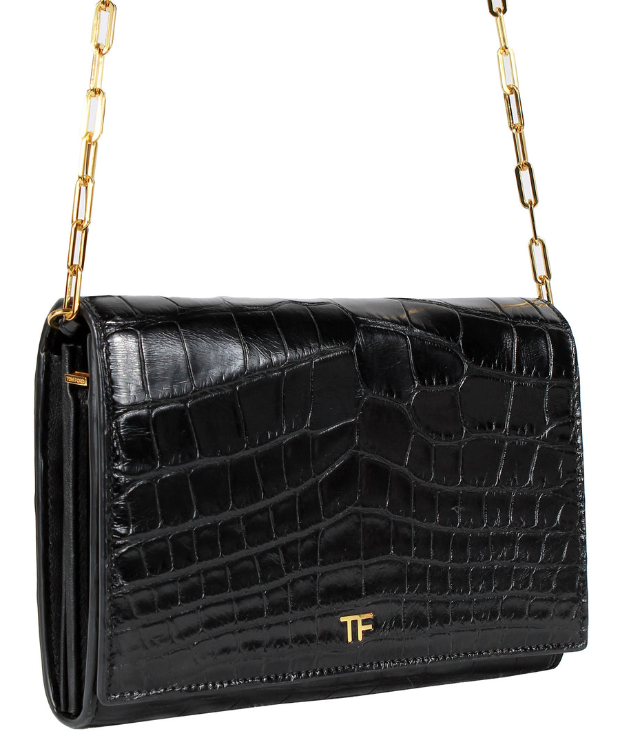 TOM FORD  Shiny Stamped Alligator Leather 001 Chain Wallet S0252T-A23