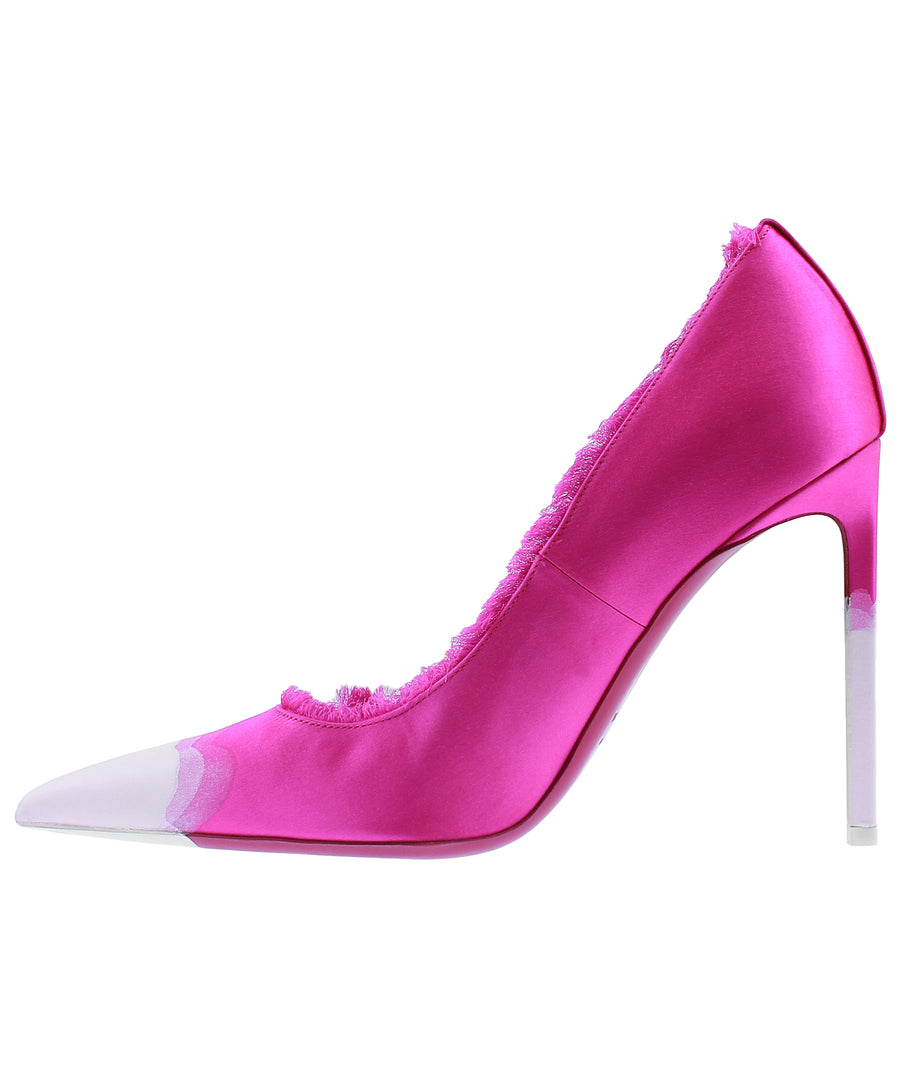 TOM FORD Pointed Frayed Satin Leather Pumps W2242T-SDY