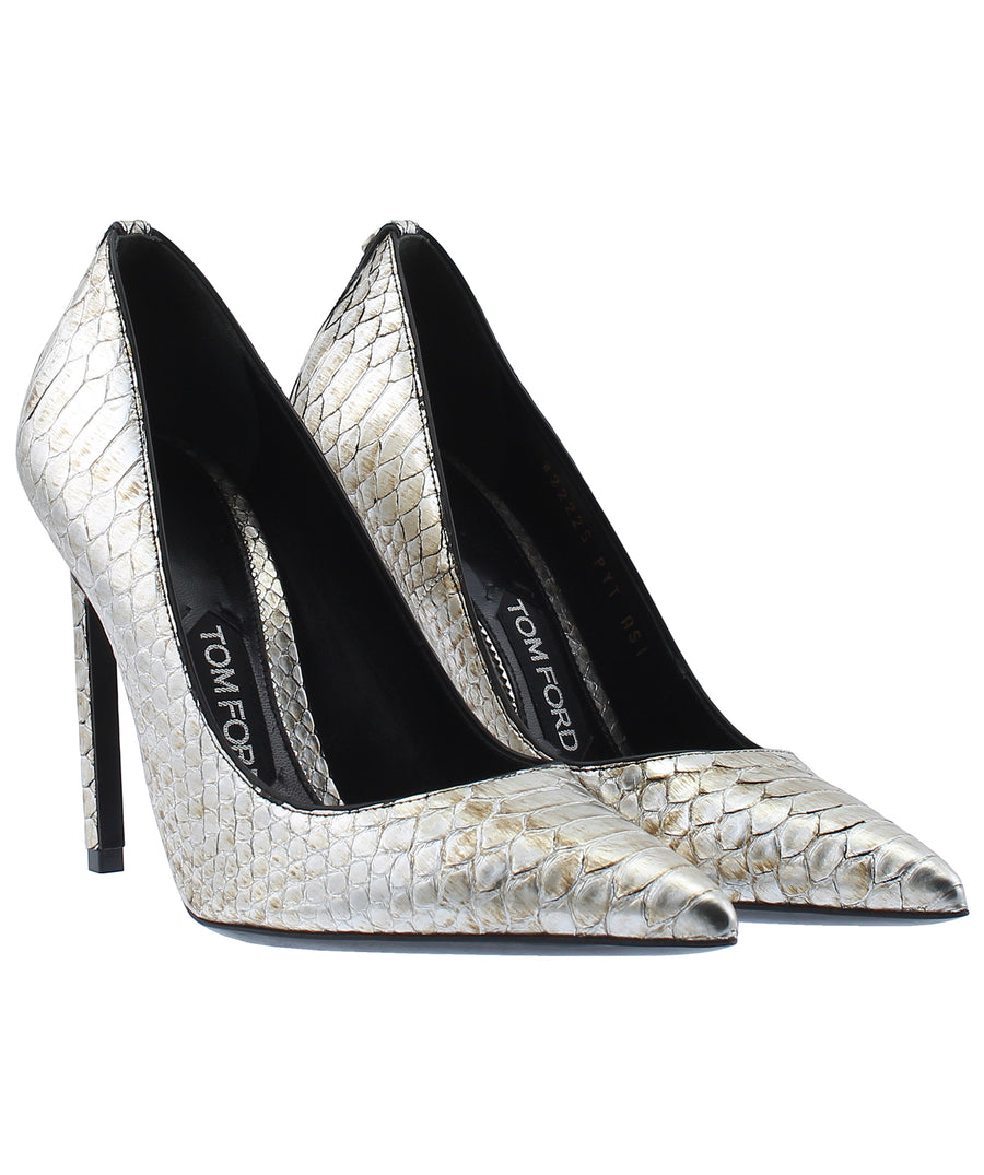 TOM FORD Classic T-Screw Pointed Python Leather Pumps W2222S-PYT