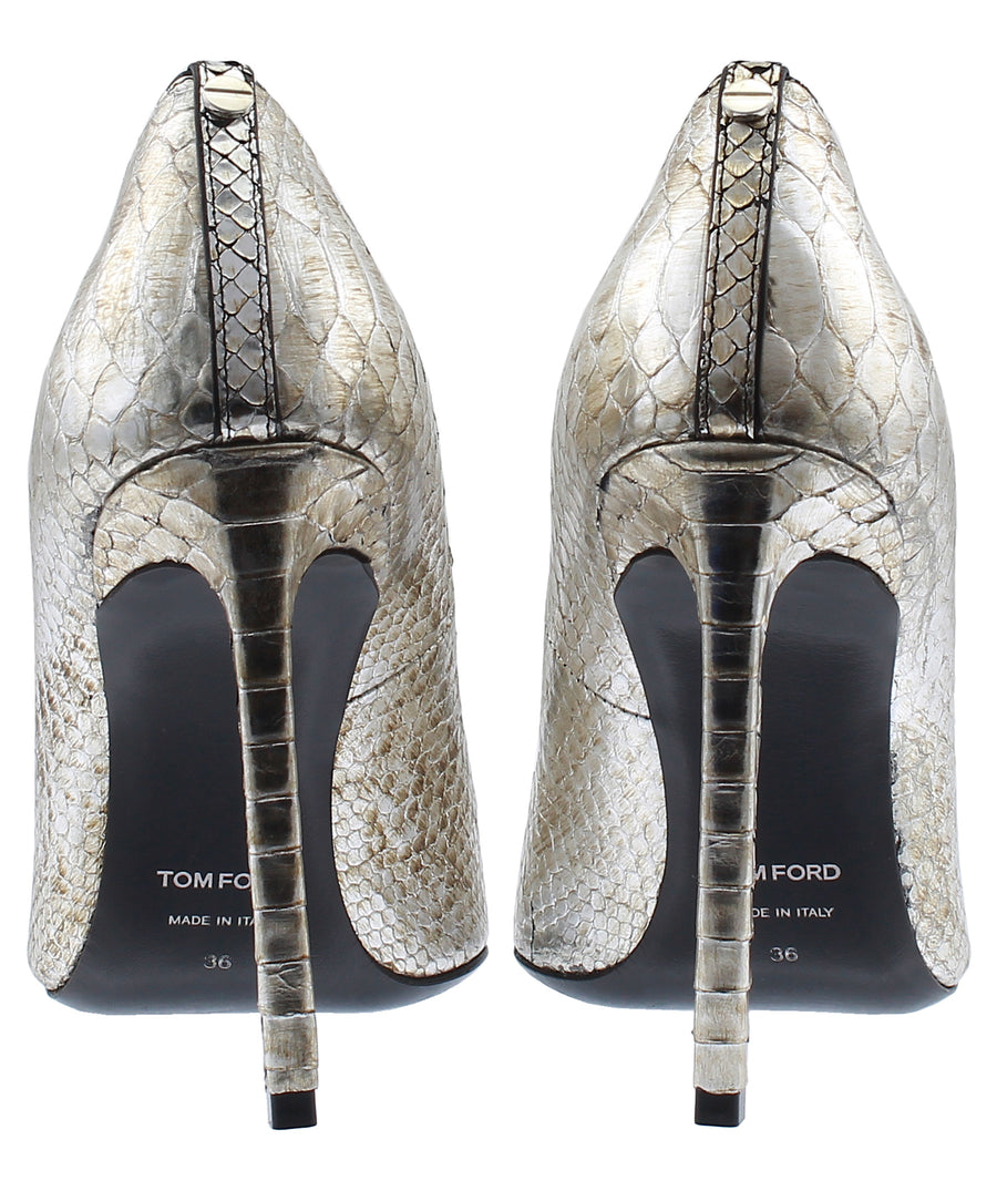 TOM FORD Classic T-Screw Pointed Python Leather Pumps W2222S-PYT