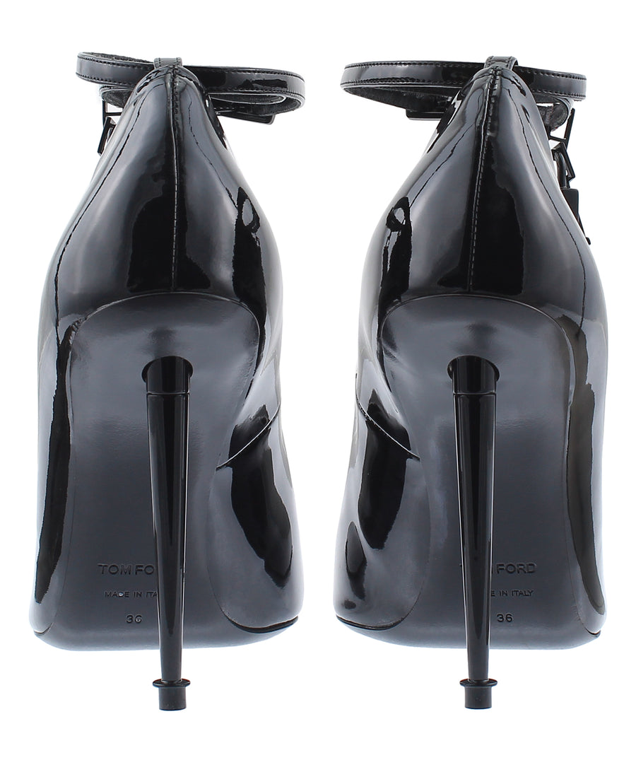 TOM FORD Lacquered Patent Leather Padlock Pumps W2271L-PTN