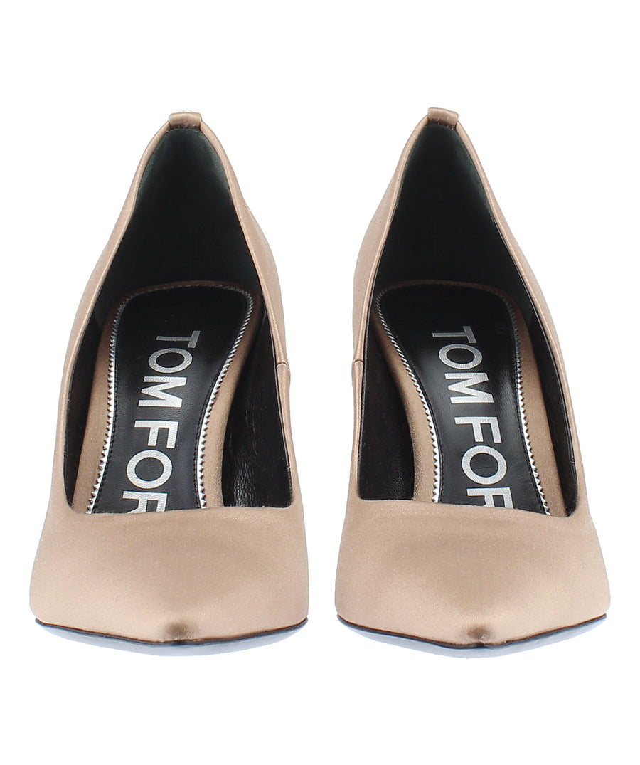 TOM FORD Classic T-Screw Pointed Satin Pumps W2326S-STA