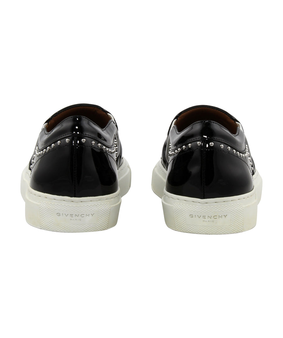 GIVENCHY  Patent Studded Logo Slip on SKATE Sneakers BE08201044