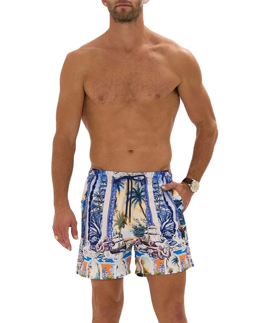 CAMILLA Song Of Saint Anthony Boardshort 00033177 showcasing vibrant baroque-inspired prints, adjustable drawstring waist, and relaxed fit for beachside comfort