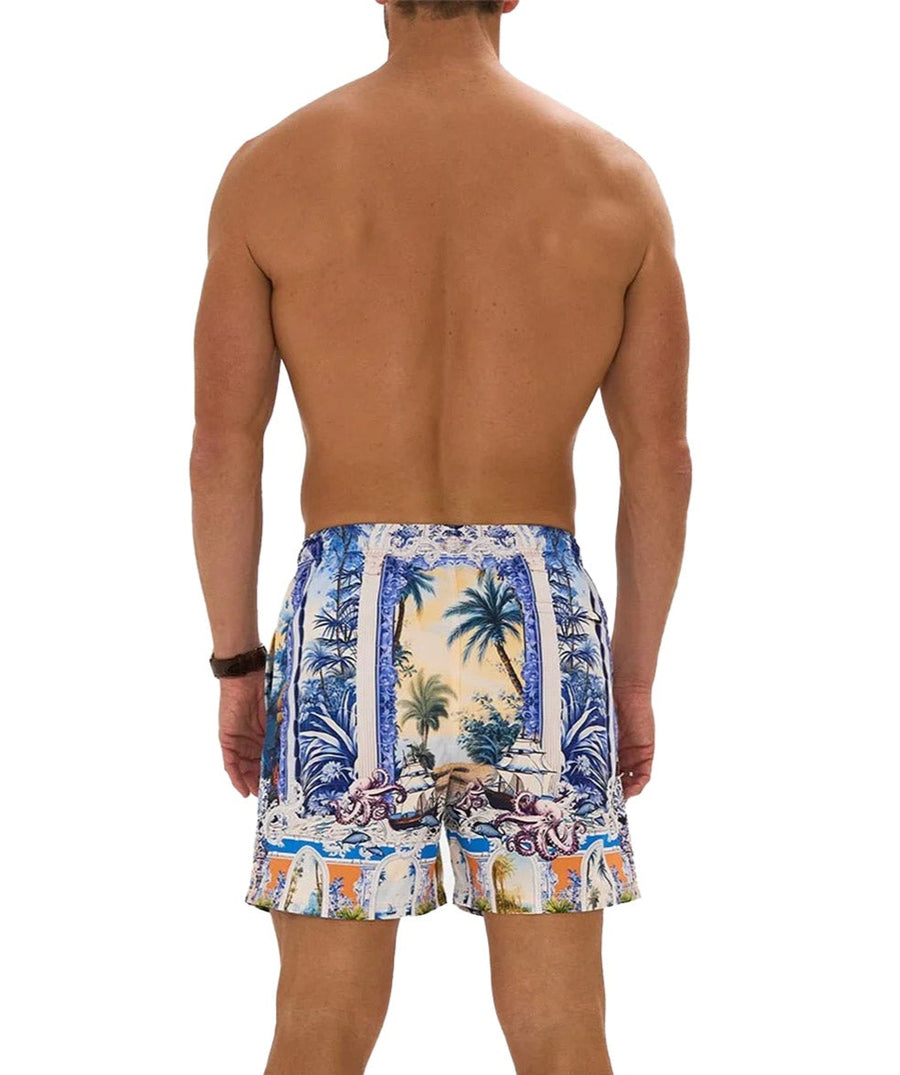 CAMILLA Song Of Saint Anthony Boardshort 00033177 showcasing vibrant baroque-inspired prints, adjustable drawstring waist, and relaxed fit for beachside comfort