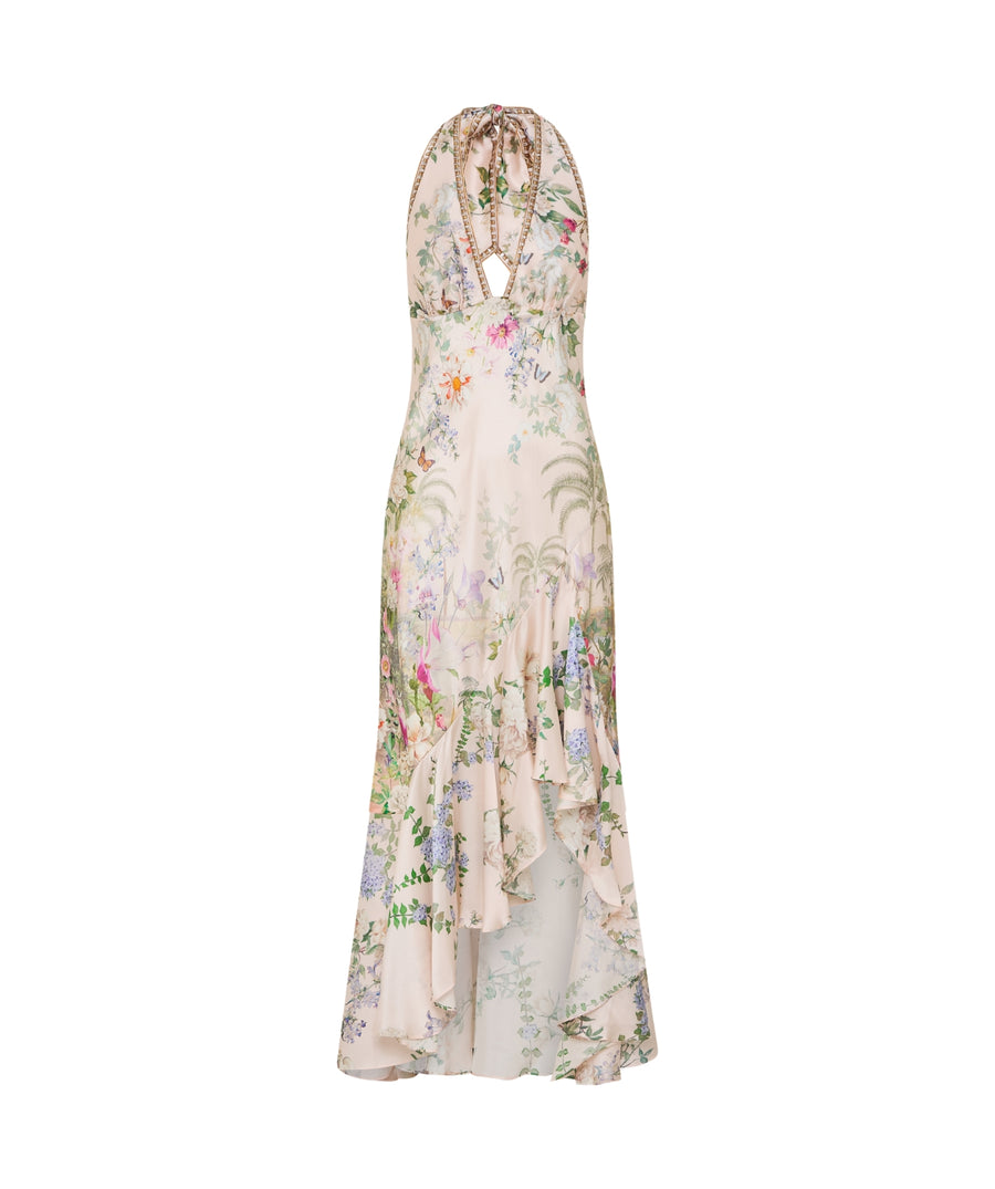 CAMILLA Palacio Playground Long Dress 00033563 features a striking print, flowing silhouette, and elegant neckline for a glamorous and bohemian-inspired style