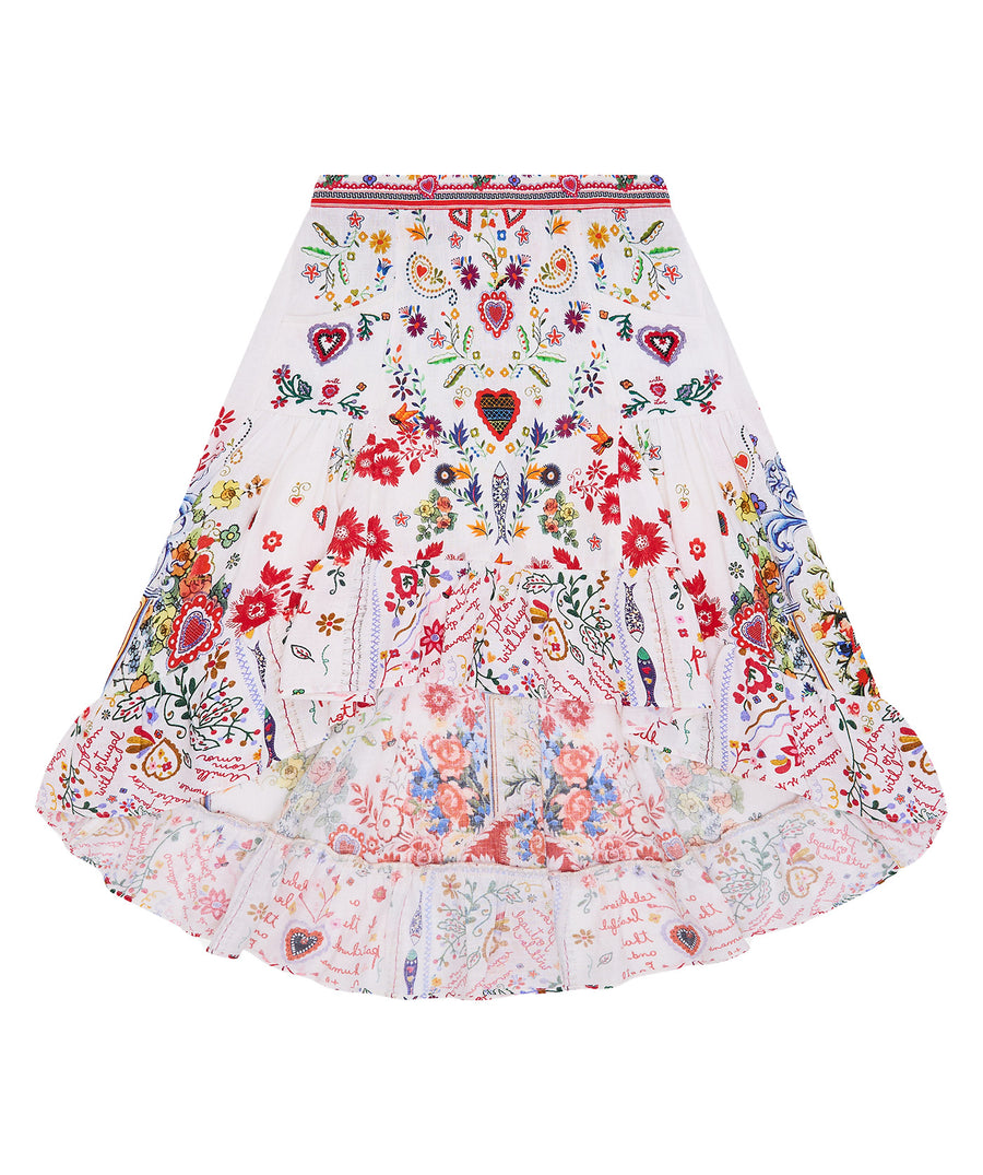 CAMILLA Faith, Luck & Justice Skirt 00034330 – A flowing skirt featuring a vibrant, symbolic print, premium fabric, and elegant design for bohemian-inspired style