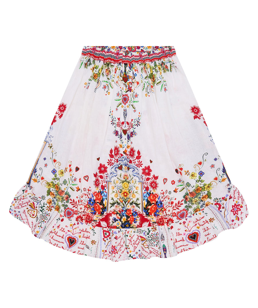 CAMILLA Faith, Luck & Justice Skirt 00034330 – A flowing skirt featuring a vibrant, symbolic print, premium fabric, and elegant design for bohemian-inspired style