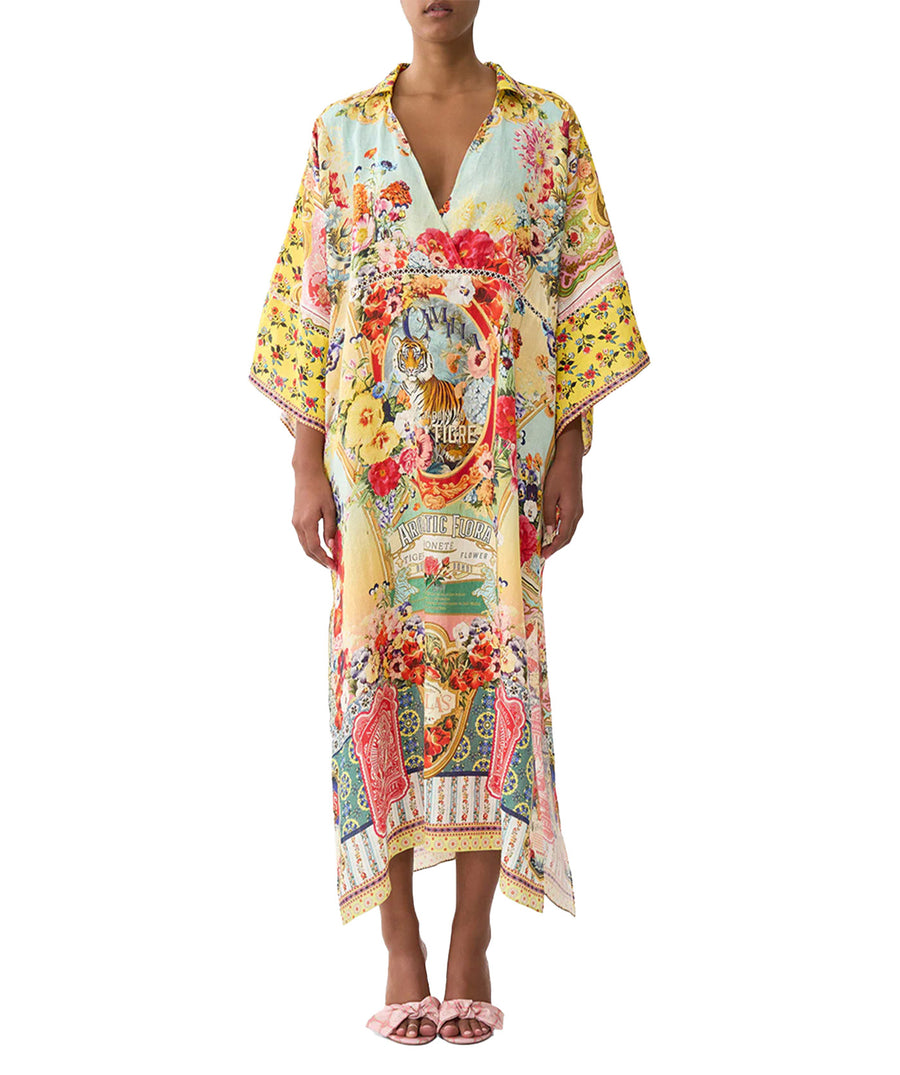 Radiate glamour in the CAMILLA Aromatic Tiger Flower Long Kaftan 00034879 – a flowy, statement piece with exotic prints and luxurious boho flair