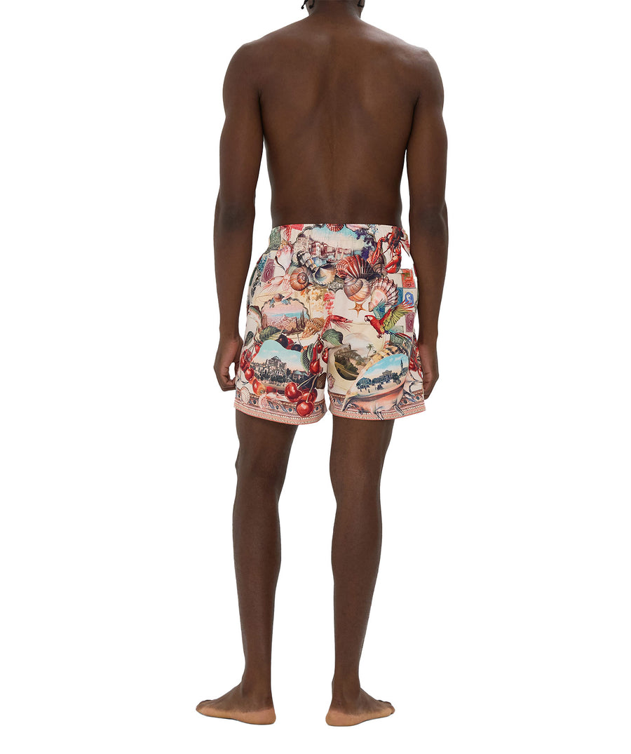 The CAMILLA Notes From The Road Boardshort 00037066 features bold prints, adjustable drawcord, and quick-dry fabric—perfect for stylish days by the water.