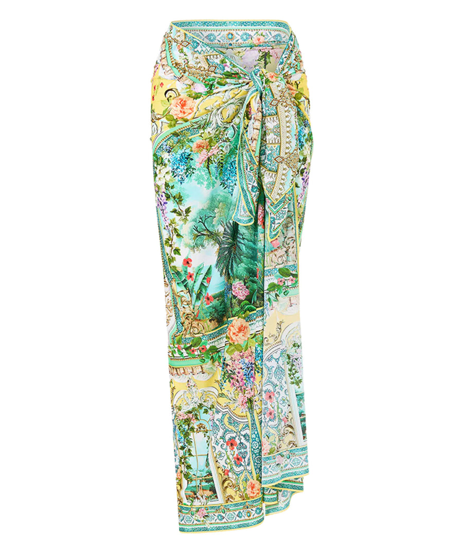 The CAMILLA Tales of Topkapi Palace Long Sarong 00037640 showcases a vibrant print and versatile styling—perfect as a chic beach cover-up or resort layer.