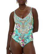 CAMILLA Gardens Of Queluz One Piece Swimsuit 00034107 – Elegant one-piece swimsuit featuring a baroque garden-inspired print, flattering silhouette, and luxe fabric