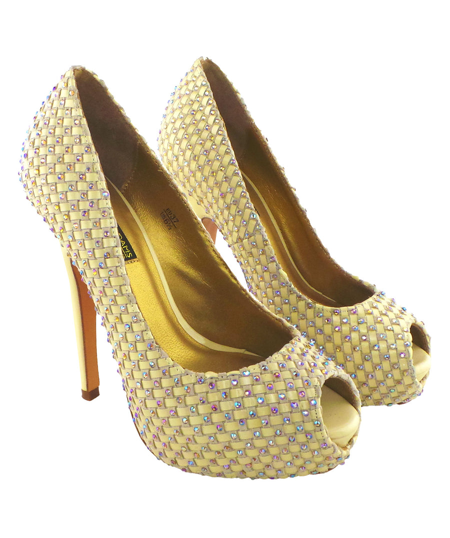 Vigo Nude Studded Peep-Toe Platform