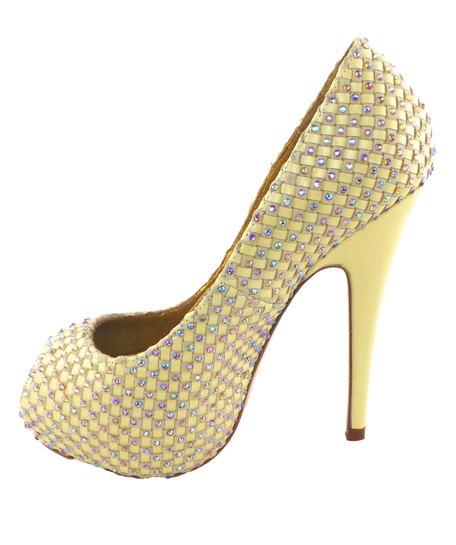 Vigo Nude Studded Peep-Toe Platform