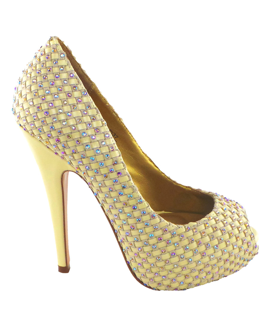 Vigo Nude Studded Peep-Toe Platform