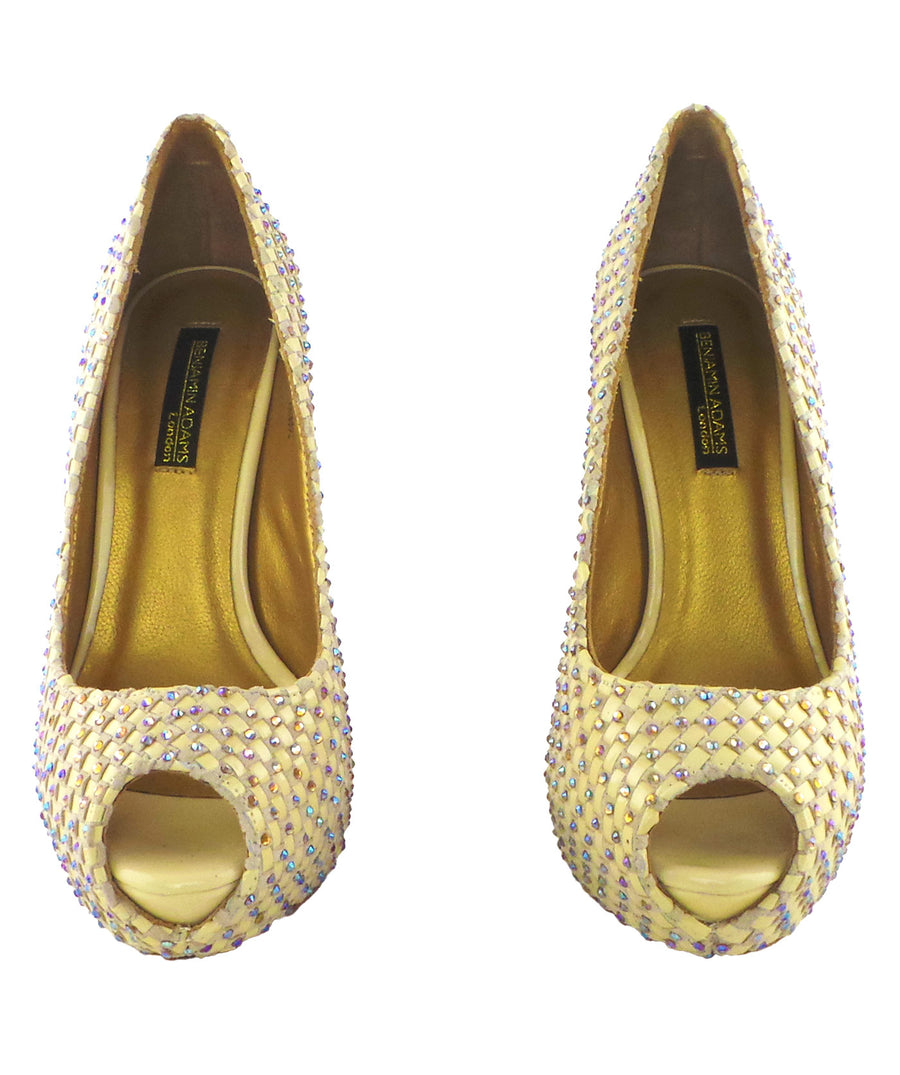 Vigo Nude Studded Peep-Toe Platform