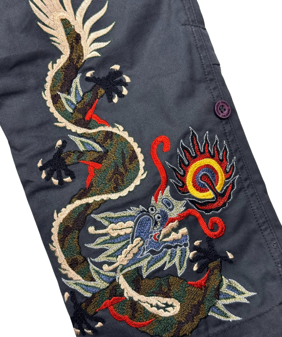 The Maharishi Dragon Boys Snopants 1115 feature detailed dragon embroidery, adjustable waistband, and durable fabric—perfect for bold, everyday style.
