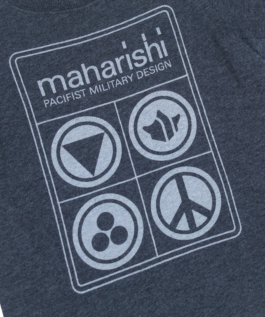 The MAHARISHI Pacifist Symbols T‑Shirt 5619 features bold peace icon prints, premium organic cotton, and relaxed fit—perfect for statement styling with sustainable flair.
