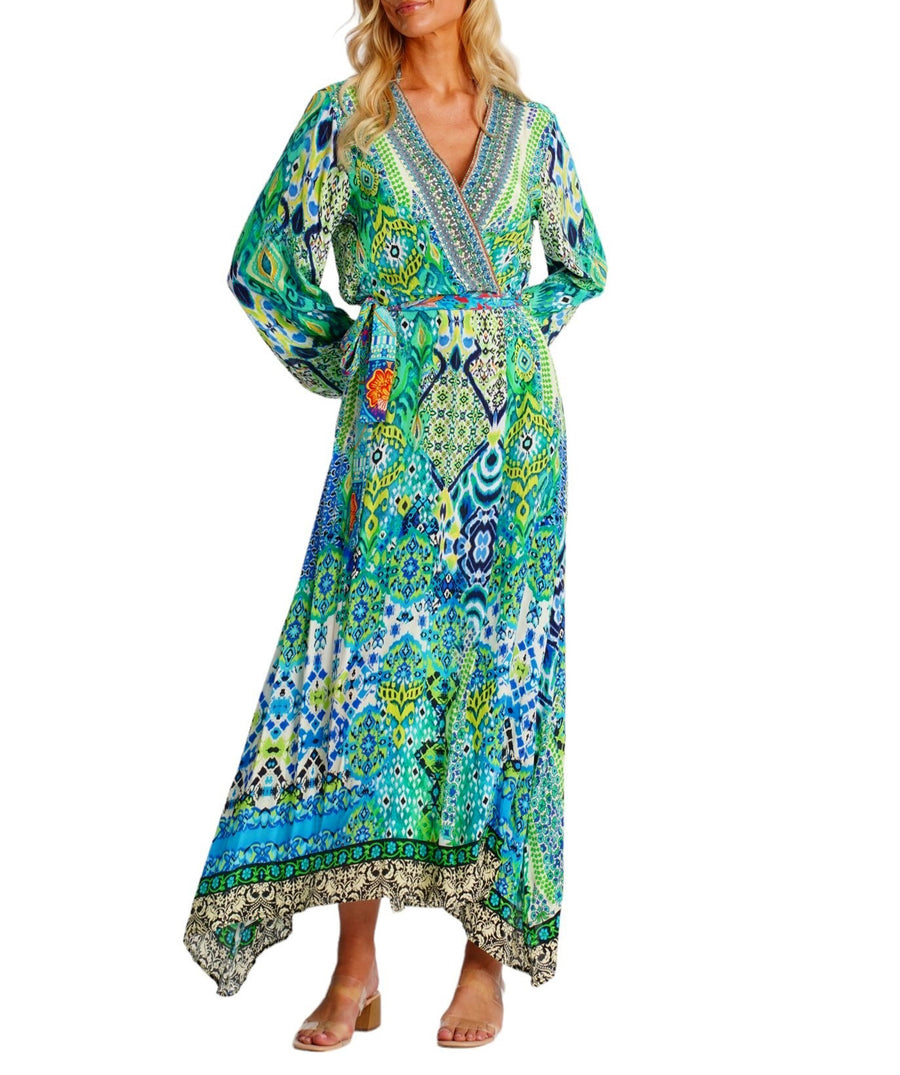LA MODA Nile River Long Cape 25008 BC – A stylish and flowing long cape featuring a vibrant design, lightweight fabric, and an elegant drape, perfect for layering and resort wear