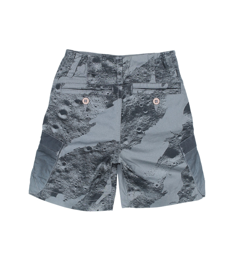 MAHARISHI Lunar Bonsai Shorts 8026 feature DPM camo print, organic cotton, drawcord waist, and raw hem—designed for comfort, style, and utility.