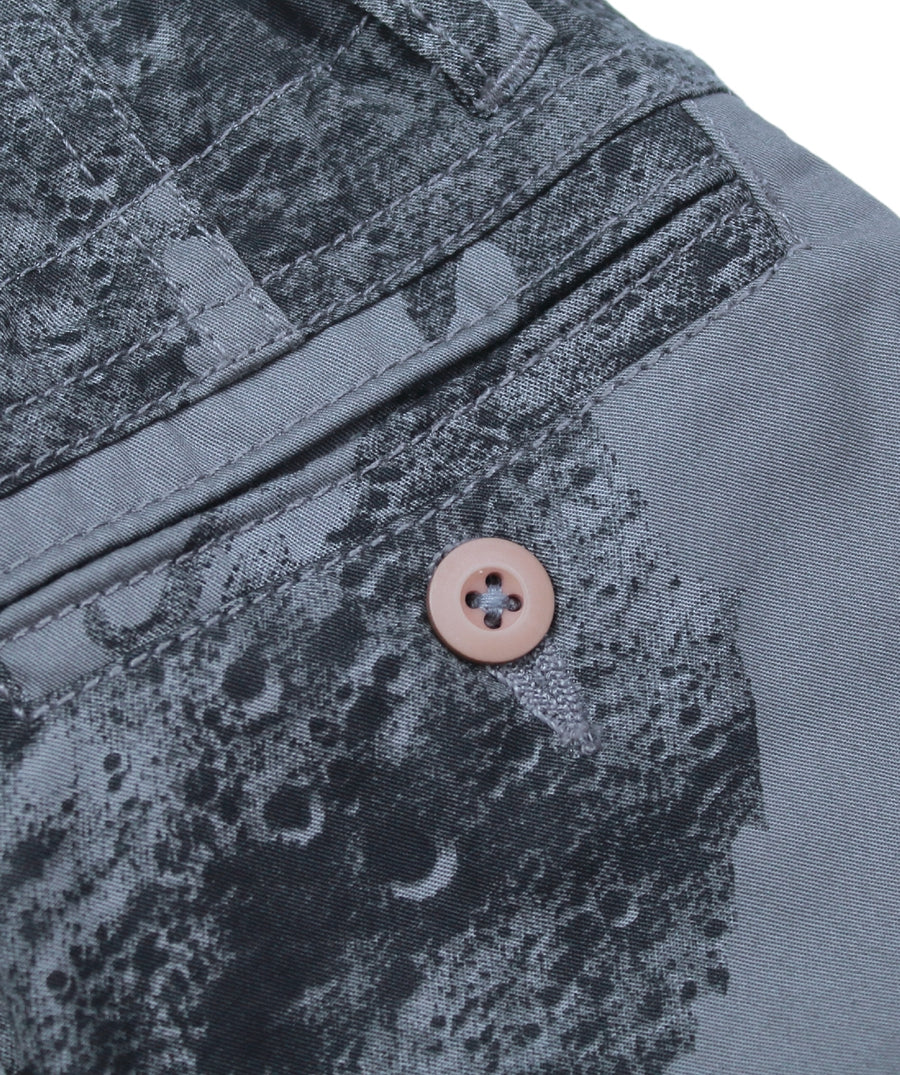 MAHARISHI Lunar Bonsai Shorts 8026 feature DPM camo print, organic cotton, drawcord waist, and raw hem—designed for comfort, style, and utility.