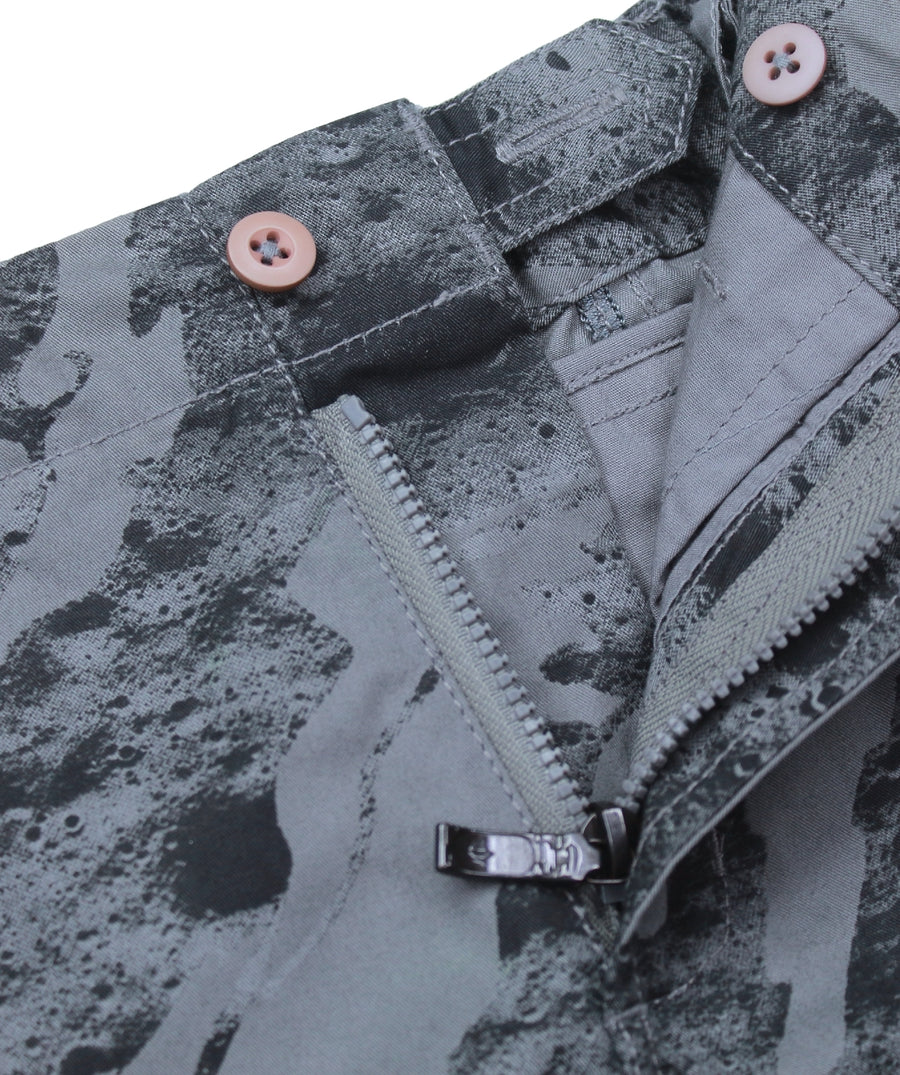 MAHARISHI Lunar Bonsai Shorts 8026 feature DPM camo print, organic cotton, drawcord waist, and raw hem—designed for comfort, style, and utility.