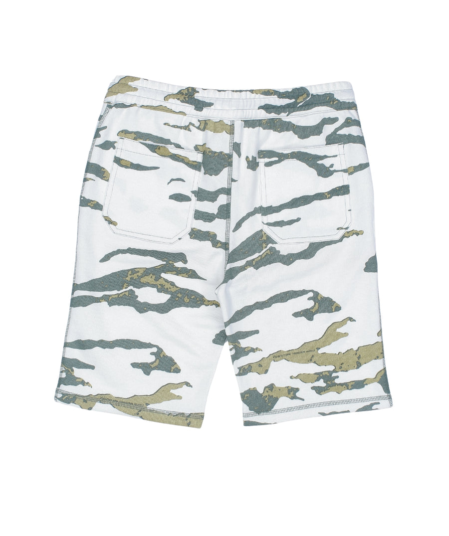 The MAHARISHI Camo Sweatshorts 5504 feature a bold camo print, elastic waist, and soft cotton fabric—perfect for stylish, comfortable everyday wear.