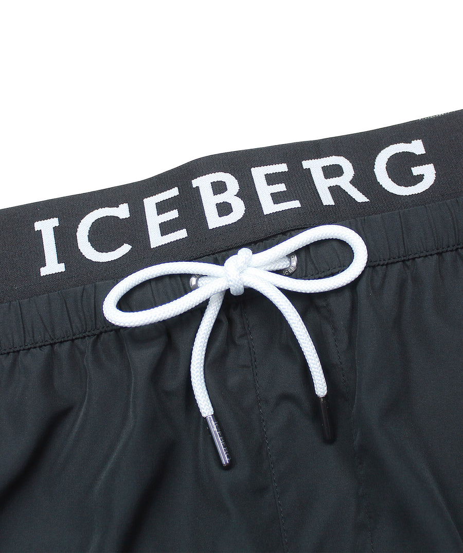 ICEBERG Branded Elastic Medium Boardshort ICE25MBM02 – Stylish boardshorts with a branded elastic waistband, quick-dry fabric, and a comfortable medium-length fit