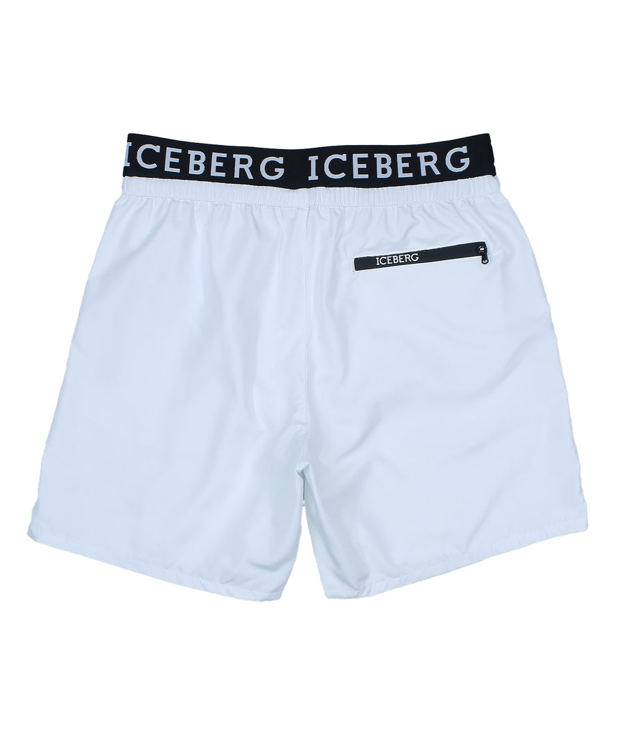 ICEBERG Branded Elastic Medium Boardshort ICE25MBM02 – Stylish boardshorts with a branded elastic waistband, quick-dry fabric, and a comfortable medium-length fit