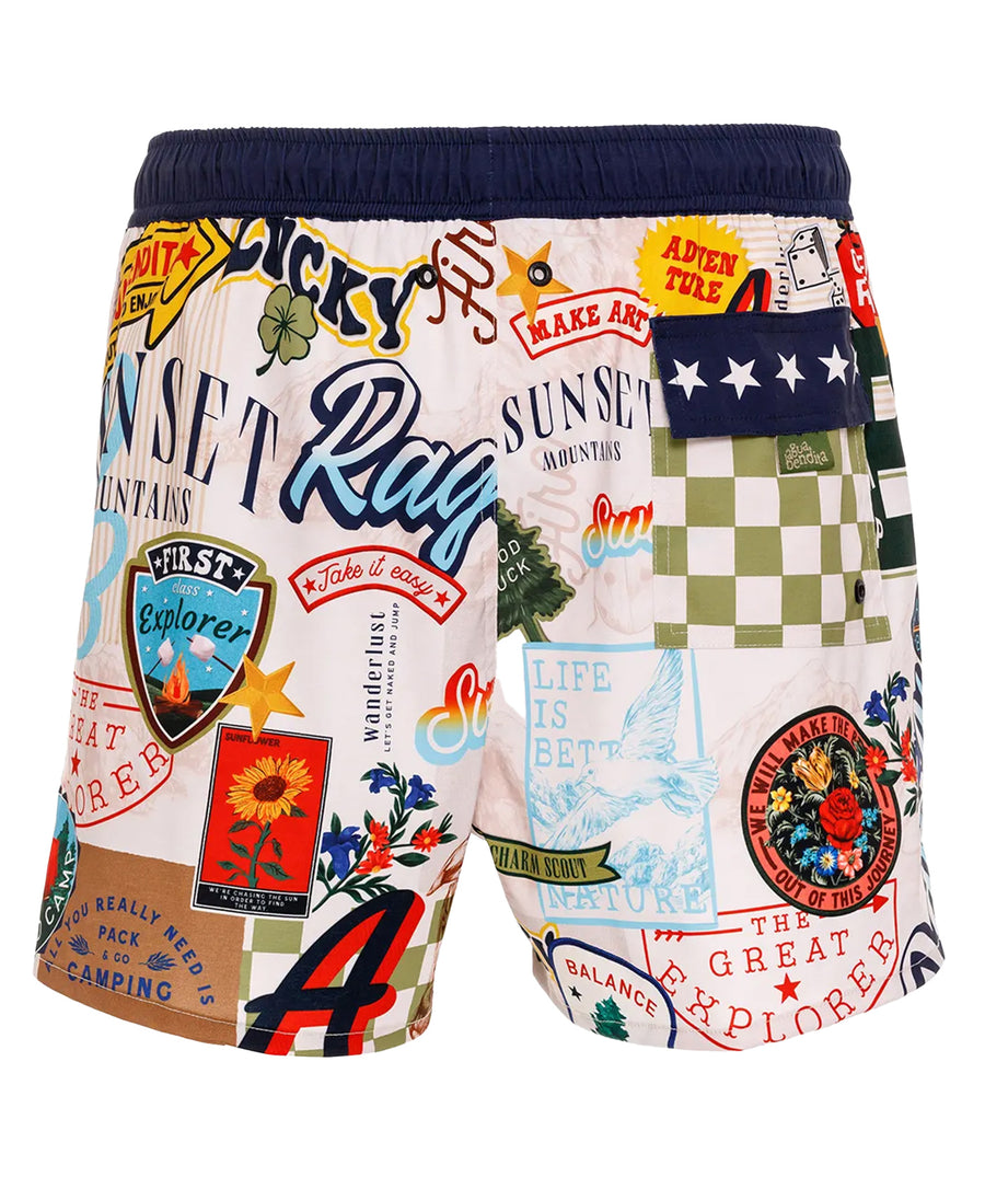AGUA BENDITA Cassius Bosco Swim Shorts 18261 – Eye-catching swim shorts featuring a bold Bosco print, quick-drying fabric, and a tailored, comfortable silhouette