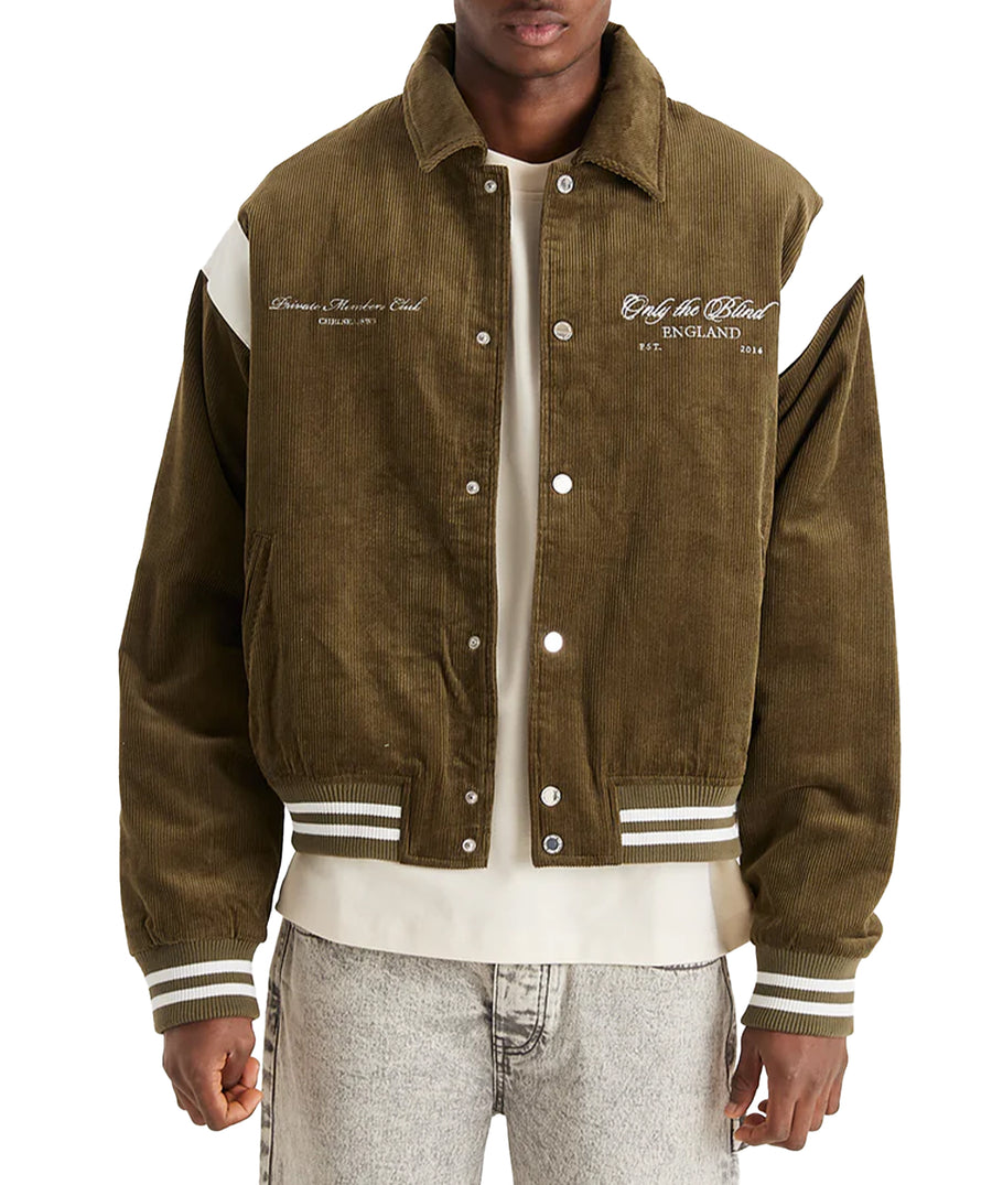 Stand out in the ONLY THE BLIND Blake’s Members Club Varsity Jacket OTBX-O1442 – a bold fusion of luxury design, premium fabrics, and streetwear style.