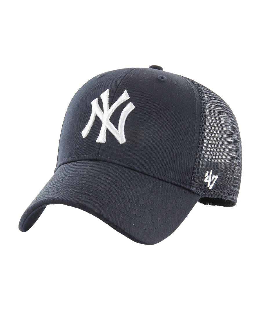 Features a bold embroidered Yankees logo, curved brim, side 47 logo, and custom-fit snapback. Durable build with ventilation and one-size design.