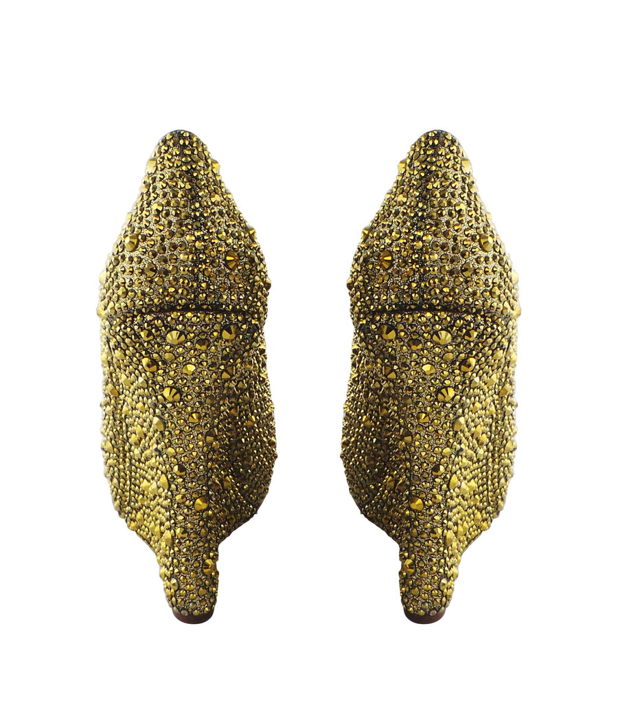 Benjamin Adams Cali Jewel Encrusted Peep Toe Wedges in gold. Perfect for weddings &amp; formal events.