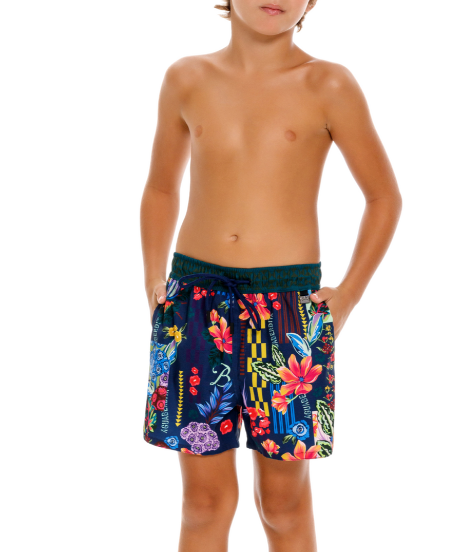 AGUA BENDITA Nick Citrus Swim Shorts 18216 – Bold swim shorts featuring a vibrant citrus-themed print, quick-drying fabric, and a comfortable tailored fit