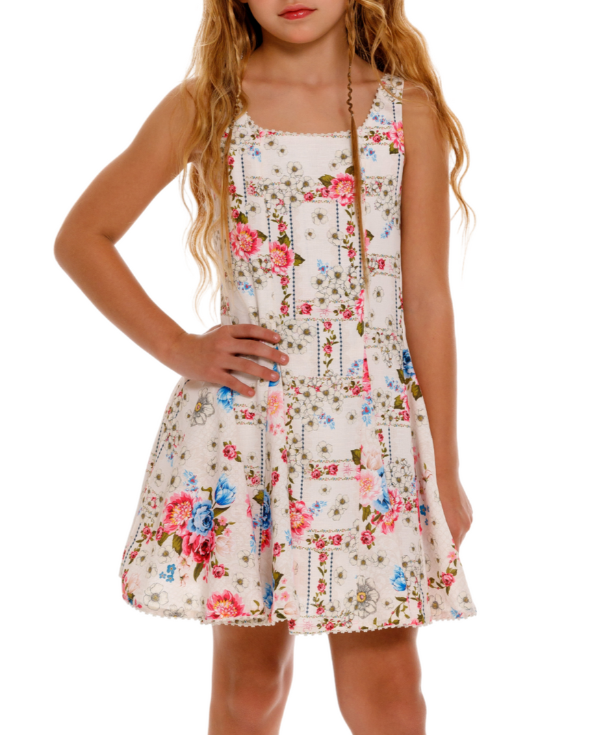 AGUA BENDITA Nicolle Meraki Dress 17503 – A stunning dress featuring the vibrant Meraki floral print, elegant ruffle details, and a flowy silhouette for feminine charm
