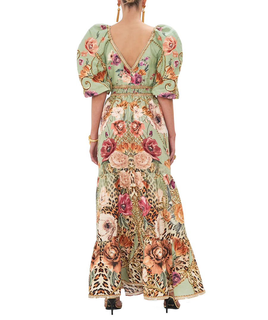 CAMILLA Grow and Glow Tiered Puff Sleeve Long Dress 00022333