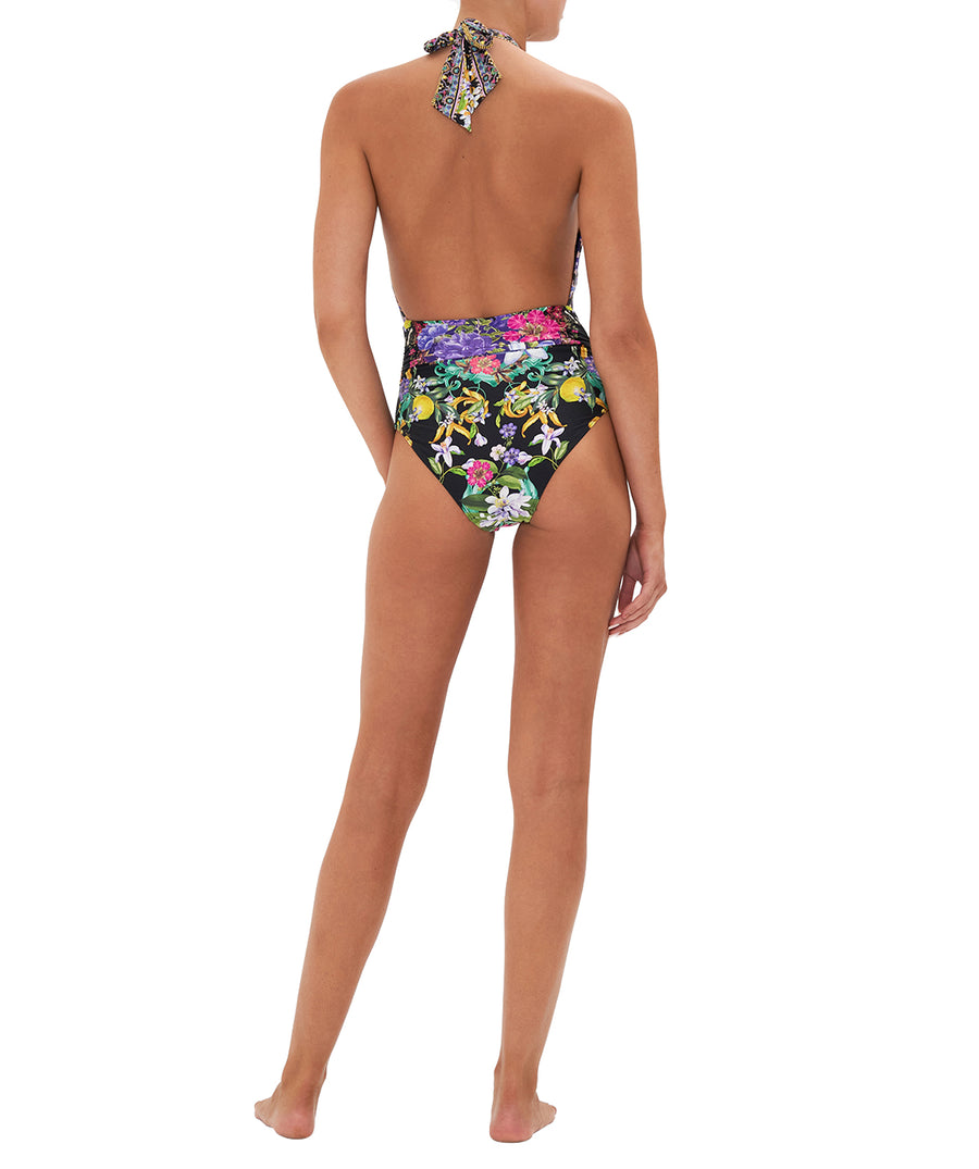 CAMILLA Meet Me in Marchesa Plunge Neck Halter One Piece Swimsuit 00024400