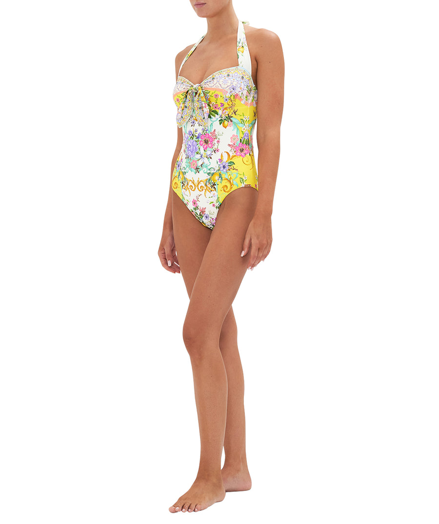 CAMILLA Caterina Spritz Tie Front Halter Neck One Piece Swimsuit 00024678