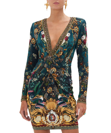 Verdi's World V-Neck Cross Front Mini Dress 00024734