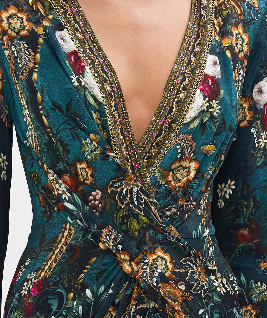 Verdi's World V-Neck Cross Front Mini Dress 00024734