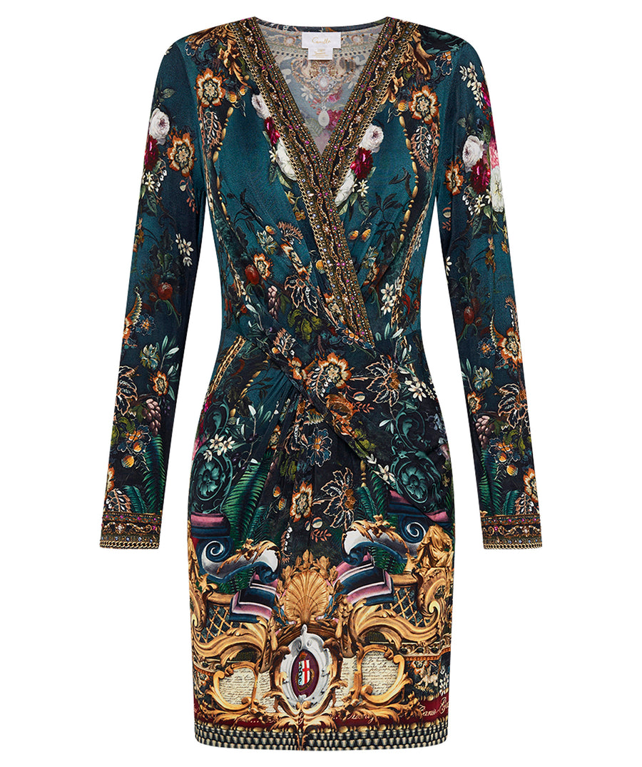 Verdi's World V-Neck Cross Front Mini Dress 00024734